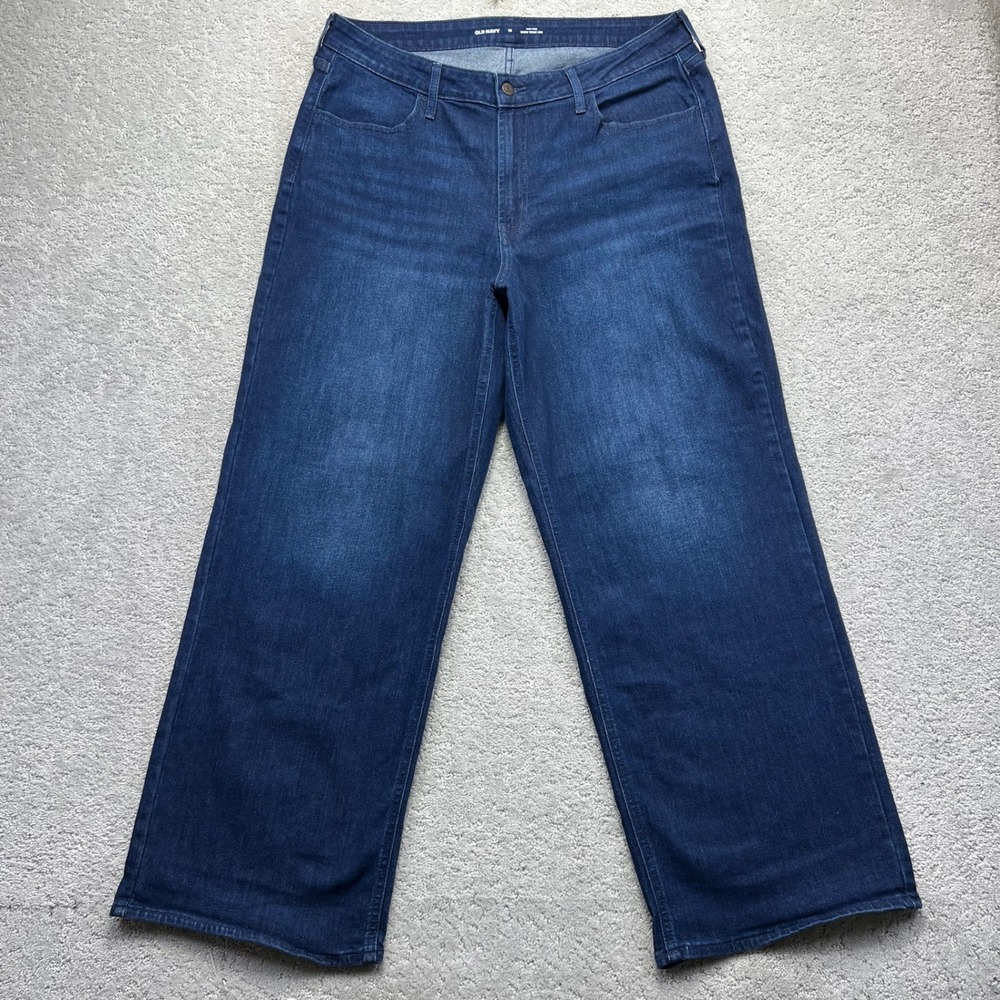 Old Navy Jeans Womens Size 16 Blue Dark Wash Wow Wide Leg High Rise Stretch